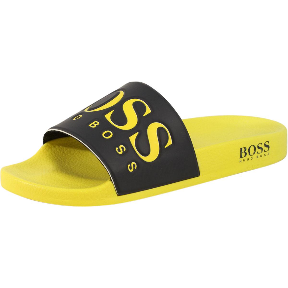 yellow hugo boss sliders