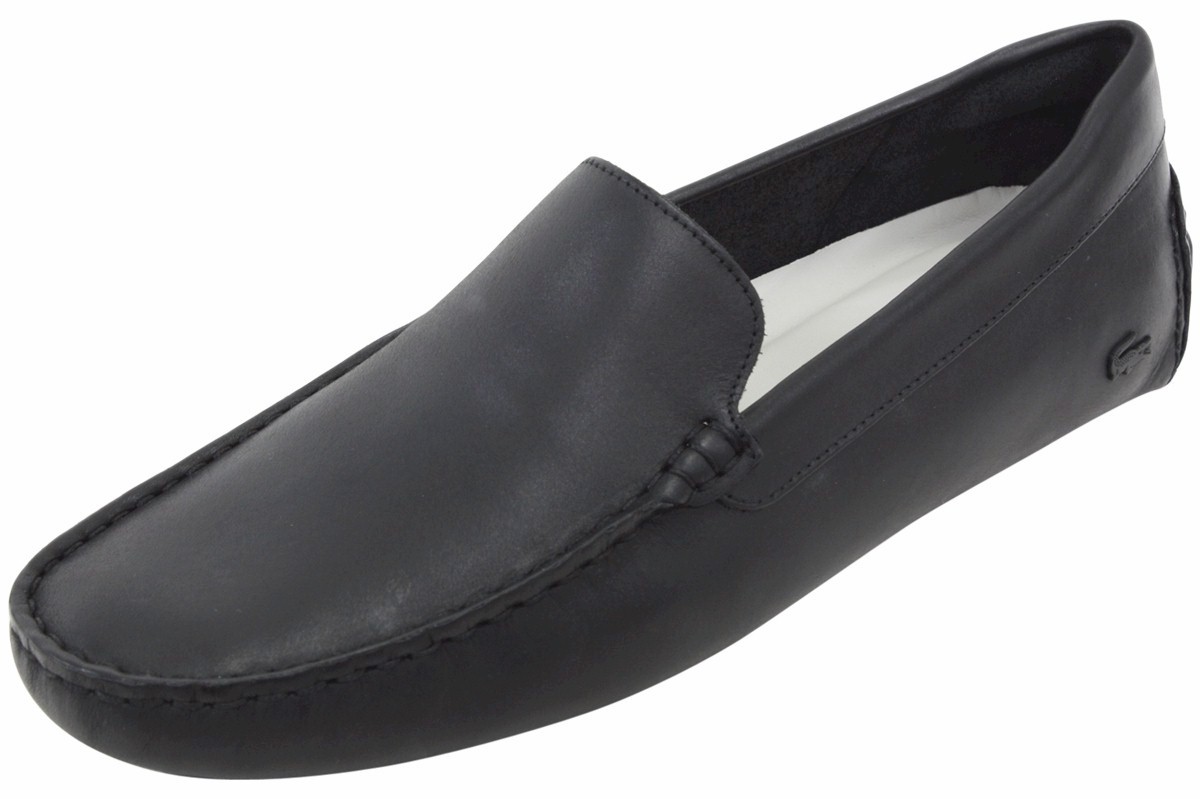 lacoste mens black leather shoes