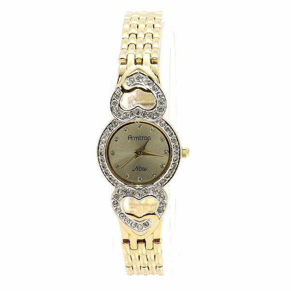  Armitron Now Women's 75/3339CHGP Swarovski Accented Gold Heart Watch 