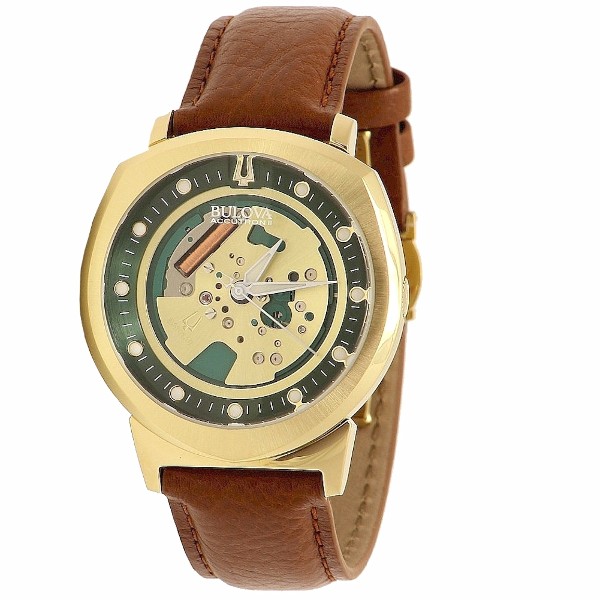  Bulova Men's Accutron II Alpha Collection 97A110 Alpha Green/Gold Analog Watch 