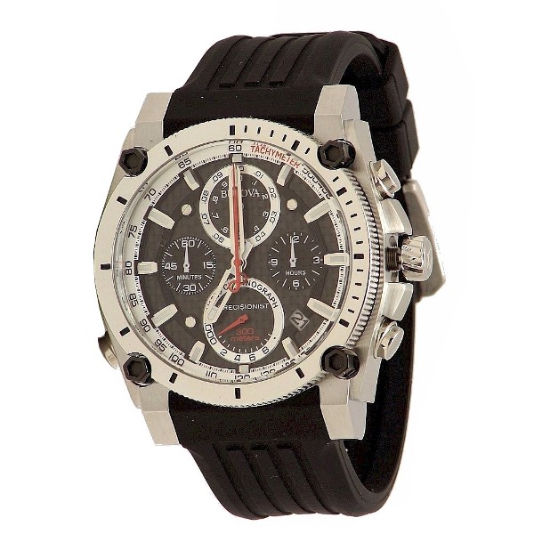  Bulova Men's Precisionist Black Chronograph Analog Dive Watch 