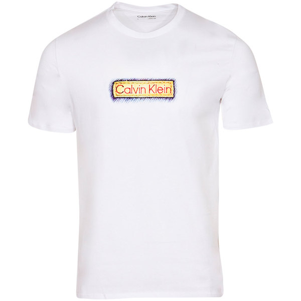 Calvin Klein Men's T-Shirt Brilliant White Watercolor Logo Short