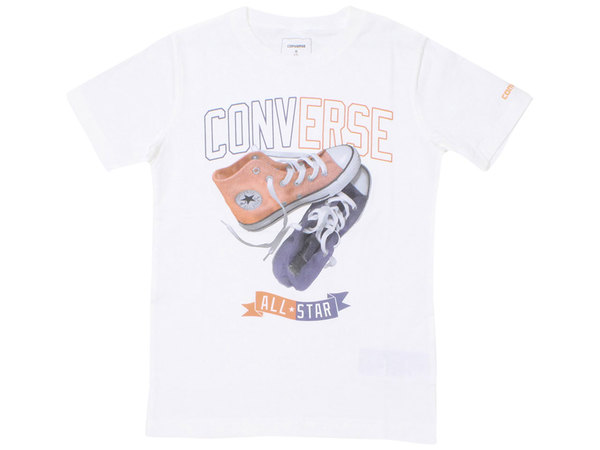 Converse Big Boy's T-Shirt All Star Sneakers Graphic Short Sleeve White Sz.  XL