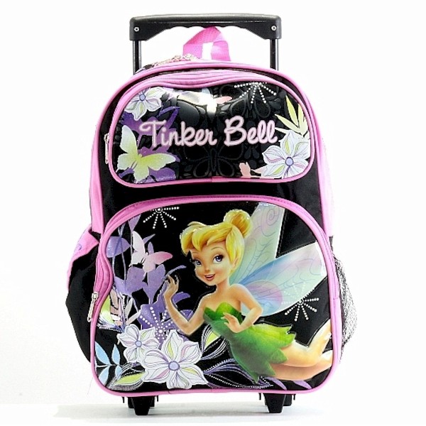  Disney Fairies Girl's Tinkerbell Sweet Surprise Rolling Backpack Bag 