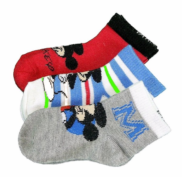  Disney Mickey Mouse Boy's M 3-Pair Assorted Ankle Socks 032818 