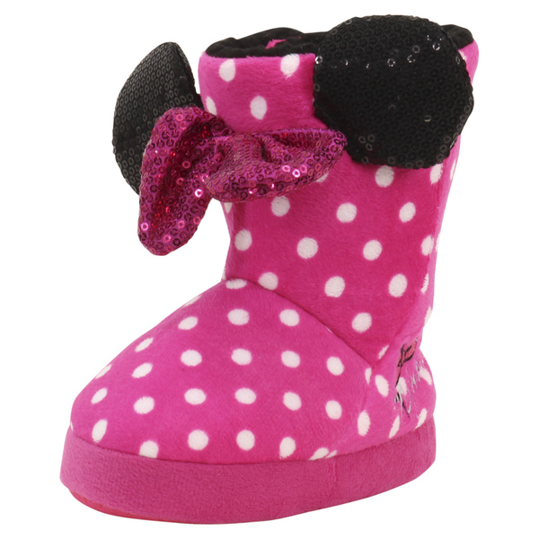  Disney Minnie Mouse Toddler/Little Girl's Pink Polka Dot Boots Slippers Shoes 