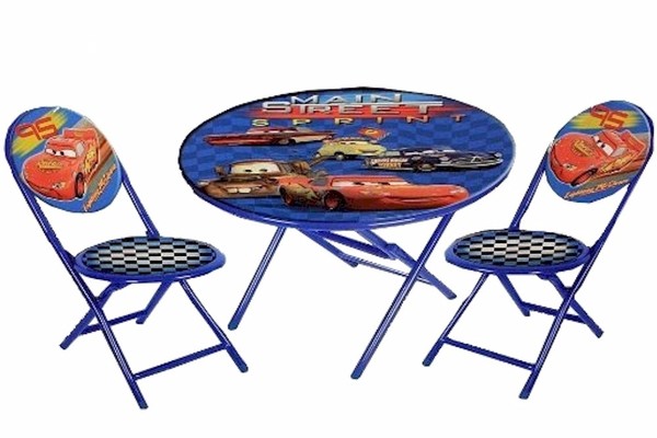  Disney Pixar Cars Main Street Sprint Blue 3-Piece Folding Table & Chairs Set 