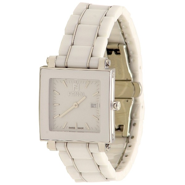  Fendi Women's F622140 White/Silver Ceramic Analog Watch 