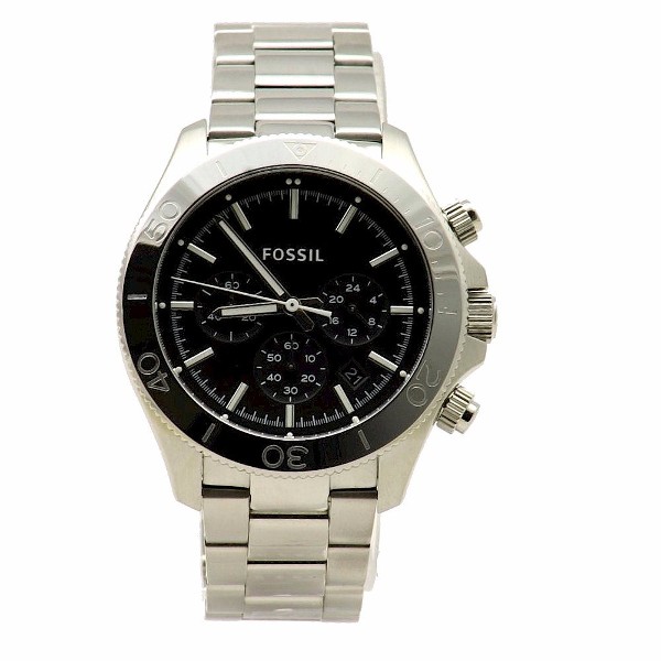  Fossil Men's Retro CH2848 Silver Stainless Steel Chronograph Watch 