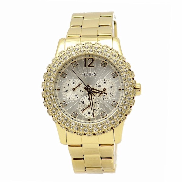  Guess Women's U0335L2 Gold-Tone Swarovski Crystals Chronograph Watch 