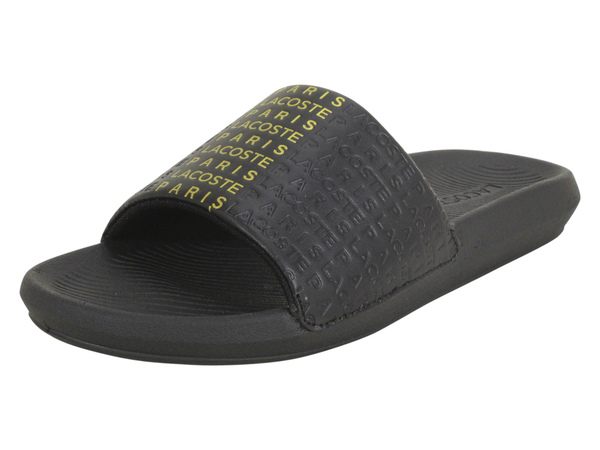 lacoste slides black and gold