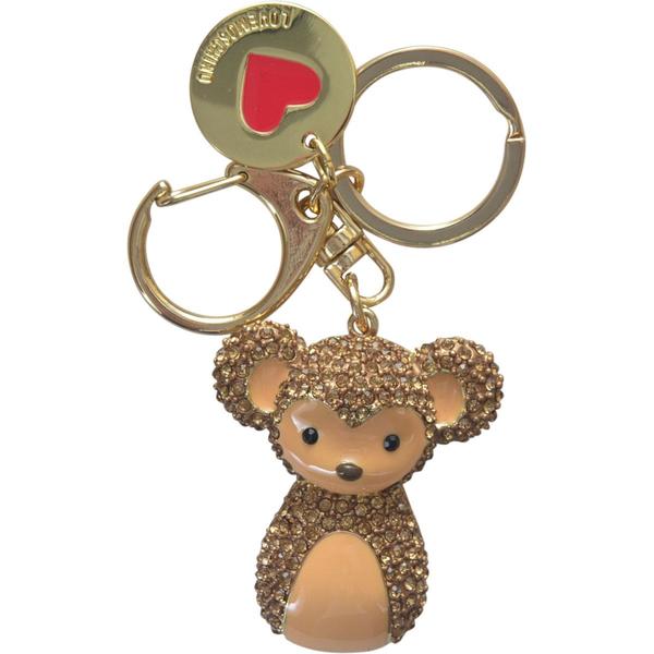  Love Moschino Women's Gold Rhinestone Monkey Keyring Handbag Charm Dangle 