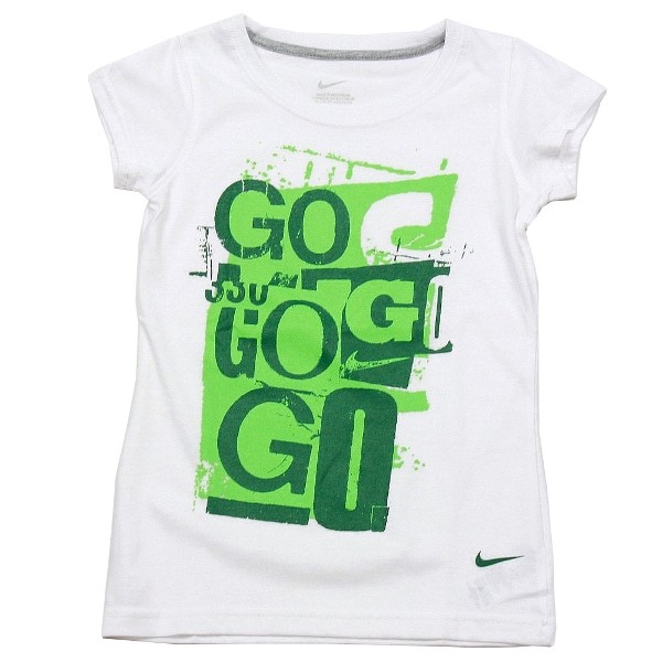  Nike Girl's Go Action Logo White/Green T-Shirt 