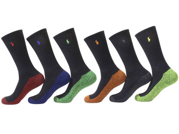 Polo Ralph Lauren Men's Classic Sport Crew Socks Contrast Sole 6-Pairs |  