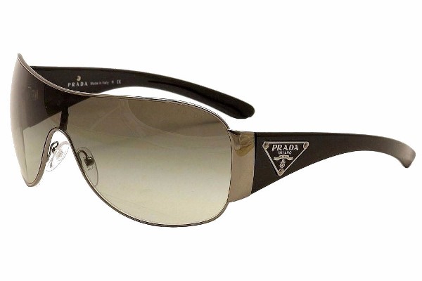  Prada SPR57L SPR/57L 5AV-3M1 Silver/Gunmetal Shield Sunglasses 57mm 