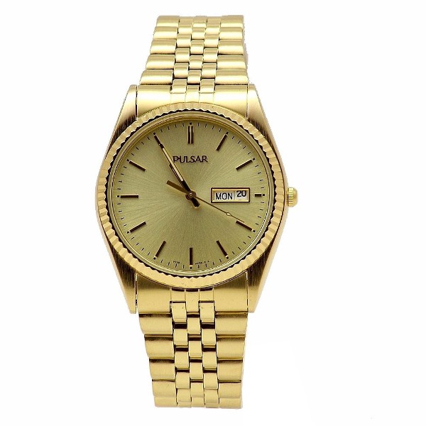  Pulsar Men's Traditional Collection PXF102 Gold Analog Watch 