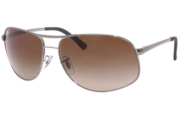  Ray Ban RB3387 004/13 Sunglasses RayBan Men's Silver/Brown Lens Rectangular 64mm 