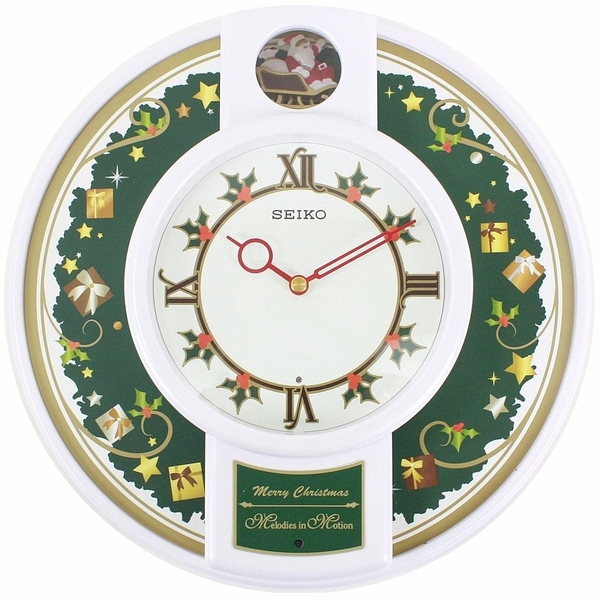  Seiko Melodies In Motion 6 Song White Analog Christmas Wall Clock 