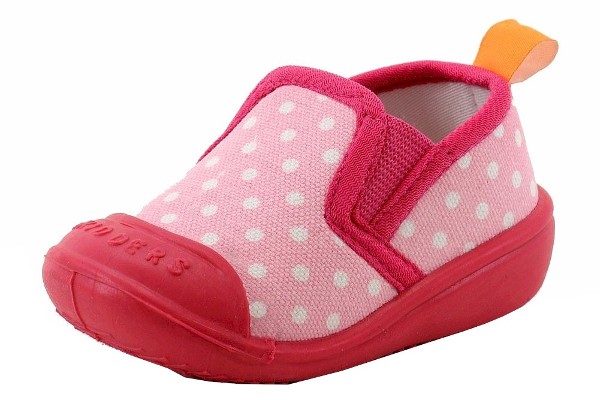  Skidders Infant Toddler Skidproof Pink Polka Dot Gripper Slippers Shoes 