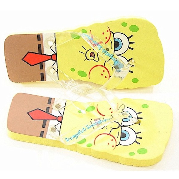 Spongebob Squarepants Boy's Bubble Yellow Flip Flop Sandals Shoes Sz: 2 ...