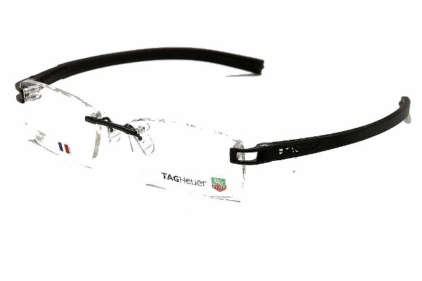  Tag Heuer Eyeglasses TH/7645 001 Black TagHeuer Rimless Optical Frame 