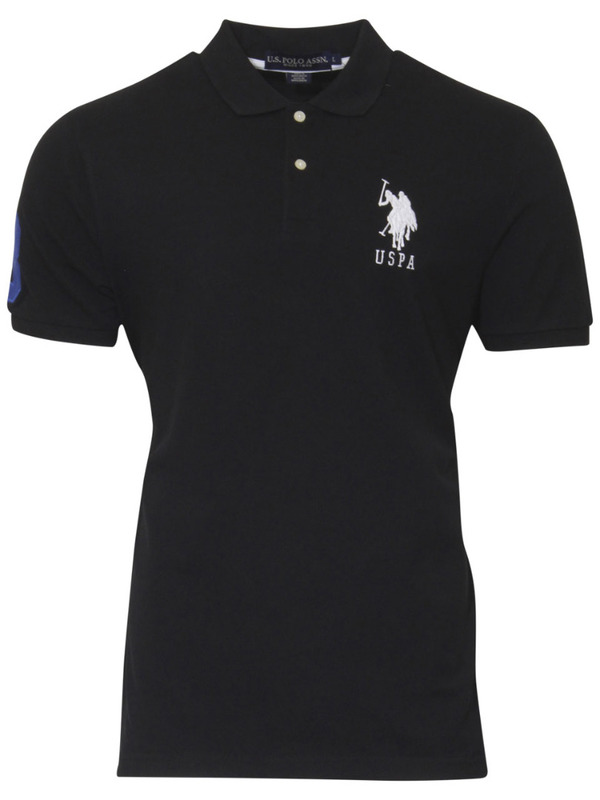 U.S. Polo Association Men's Big Logo Polo Shirt Short Sleeve Black Sz ...