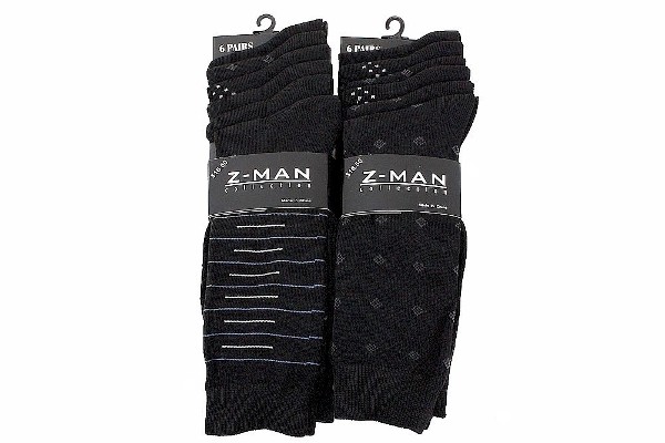 Z-Man Collection Assorted Black 12-Pair Dress Crew Socks Sz: 10-13 Fits 7-12