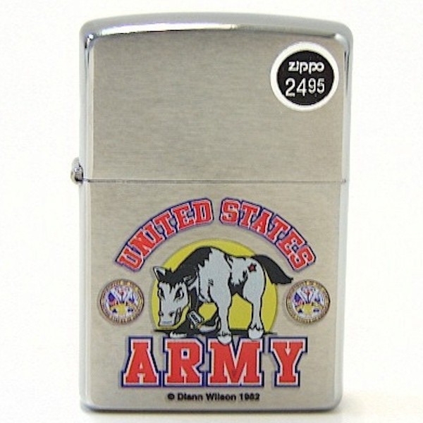  Zippo 24530 United States Army Mule Silver Chrome Lighter 