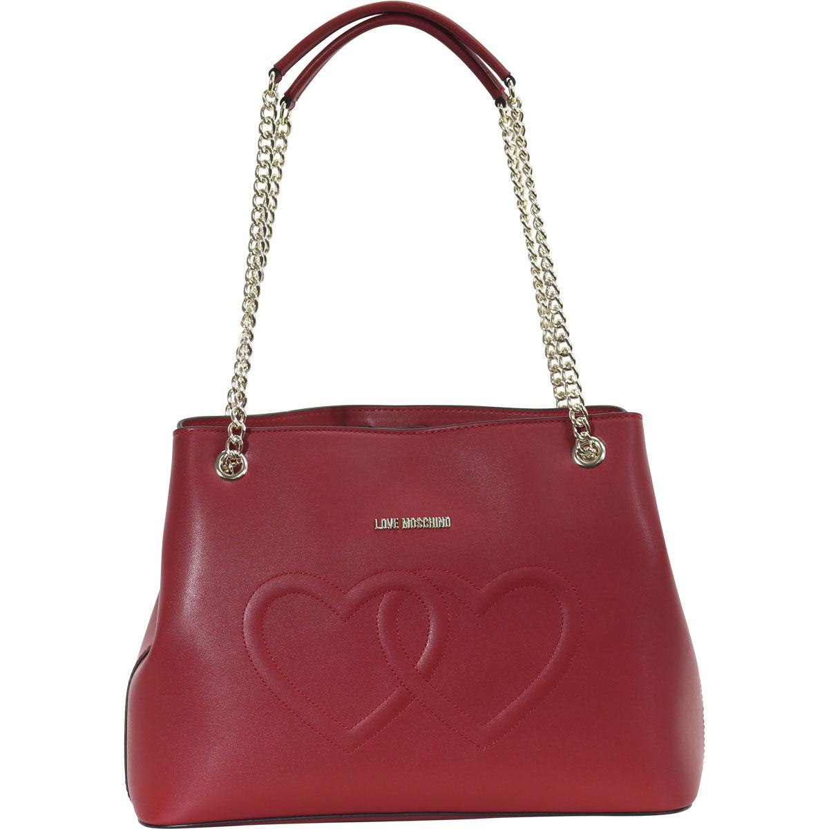 Love Moschino Women's Red Heart Shoulder Bag with Chain 