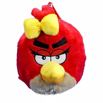 Angry Birds Girl's Red Plush Backpack Bag