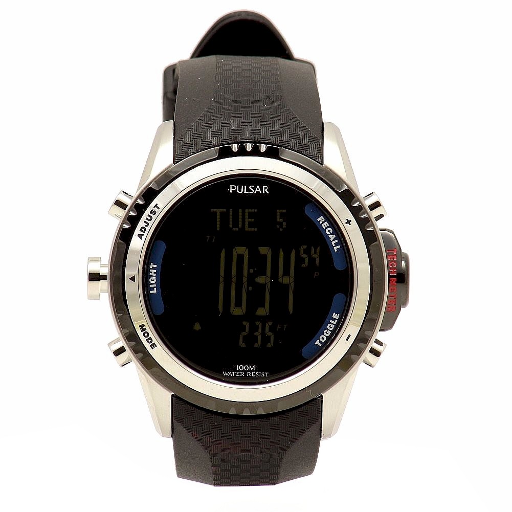 Pulsar Men s On The Go Collection Tech Gear PS7001 Black Digital Watch JoyLot