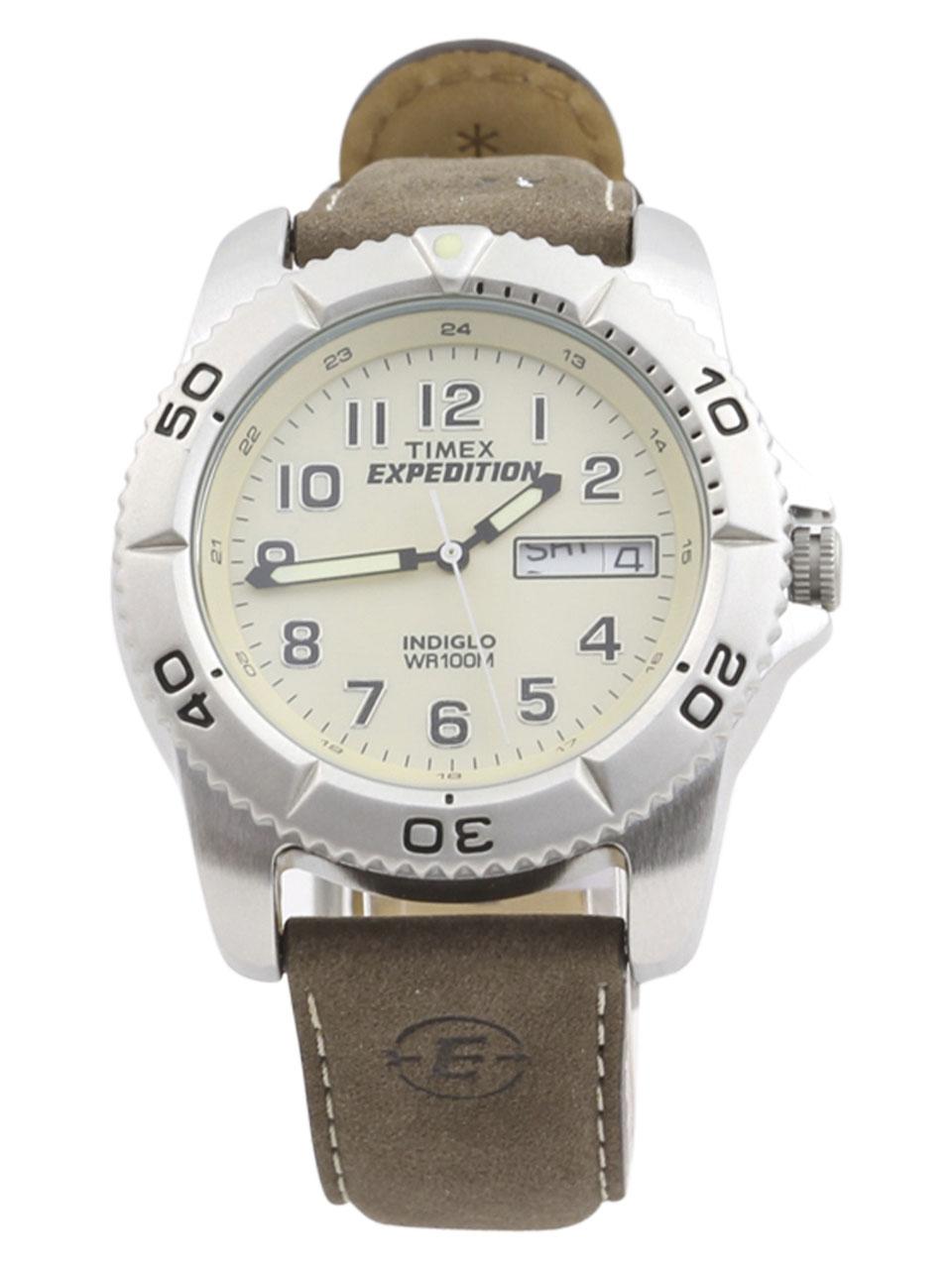 Timex Men's T46681 Expedition Traditional Silver/Brown Analog Watch ...