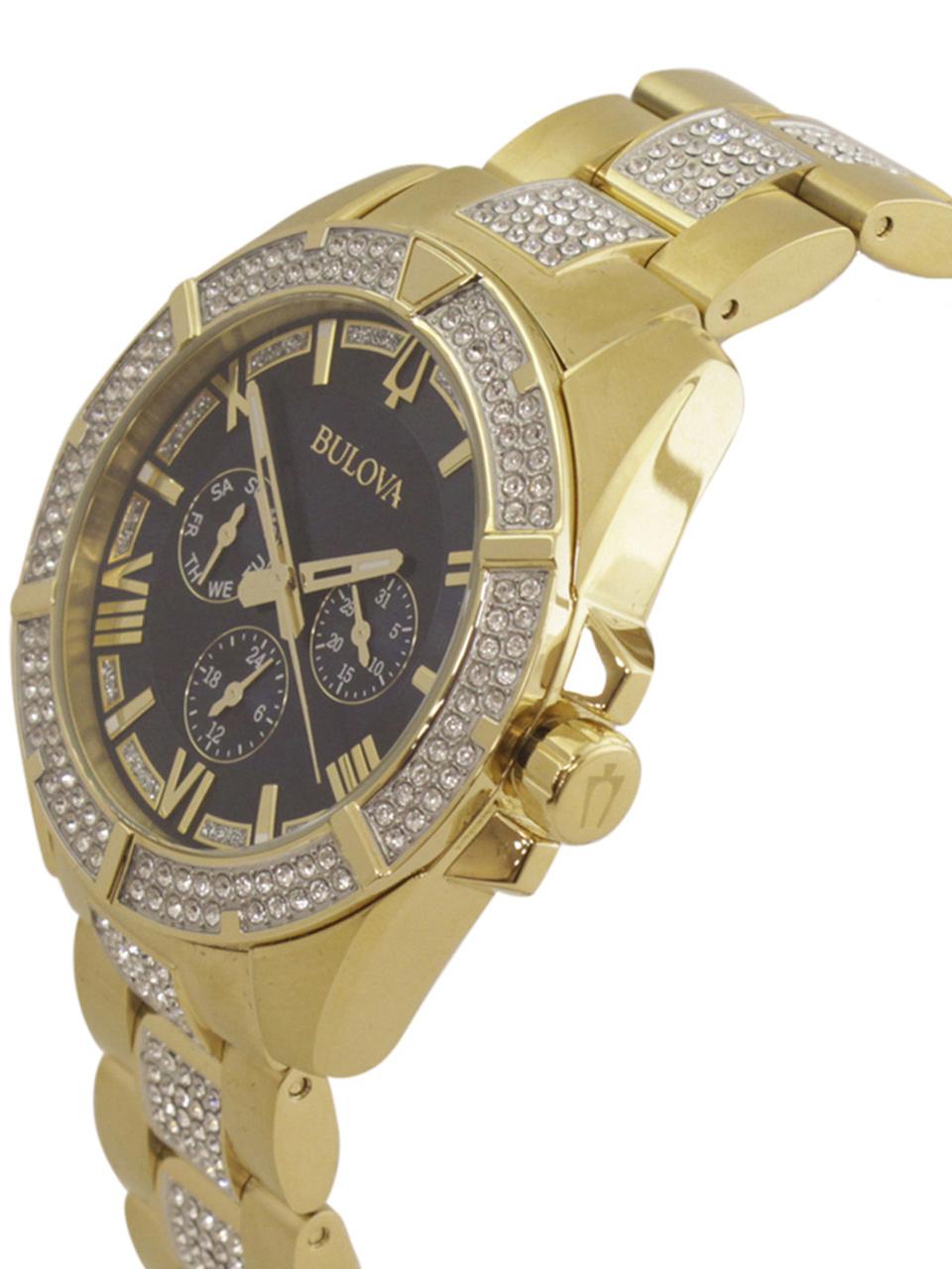 Bulova Octava 98C128 Two Tone Gold Silver Swarovski Chronograph Analog Watch JoyLot