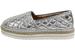 Love Moschino Women's Metallic Silver Crackle Quilted Slip-On Espadrille Loafer