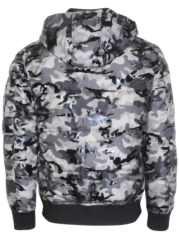 Guess Liquid Camo Puffer Jacket Men's Hooded Zip Front | JoyLot.com