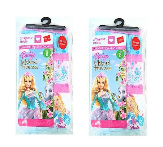 Hanes Girl's 6-Pc Barbie Island Princess Cotton Briefs Panties Underwear