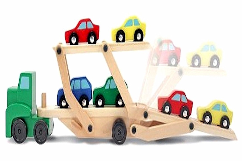 melissa and doug wooden truck car carrier