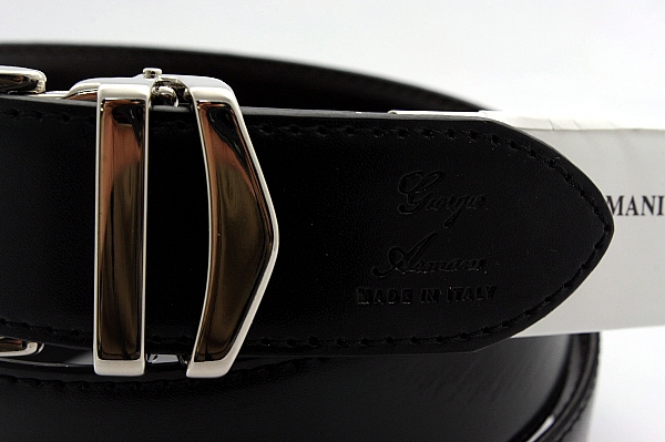 Giorgio Armani Men's GA-Buckle Leather Belt Black