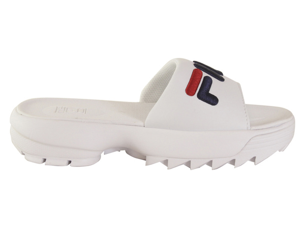 fila disruptor bold white slide sandals