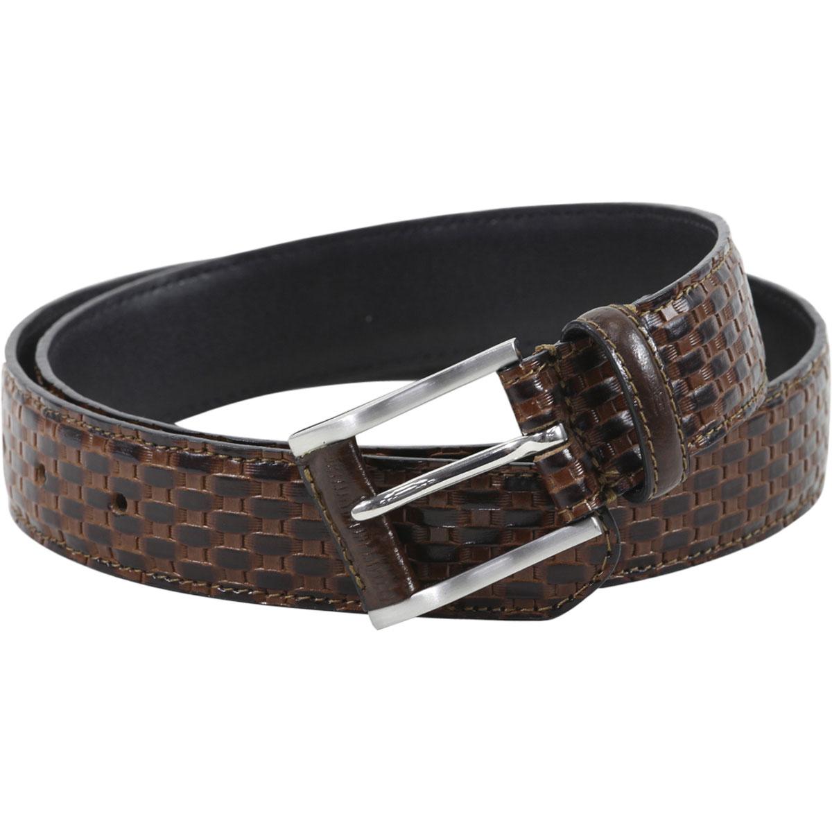 Stacy Adams Men's Basket Weave Embossed Genuine Leather Belt