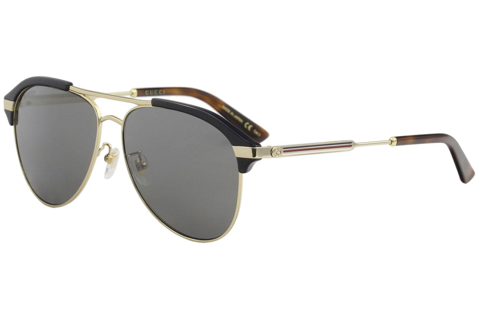 Gucci Men's GG0288SA GG/0288/SA Fashion Pilot Sunglasses - Blue Gold/Silver Mirror  005 -  Lens 60 Bridge 14 Temple 150mm (Asian Fit)