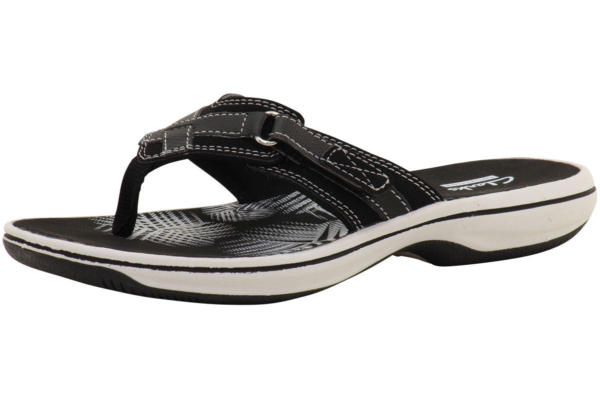 Clarks Women's Breeze Sea Flip Flop Sandals Shoes - Black Synthetic - 8 B(M) US