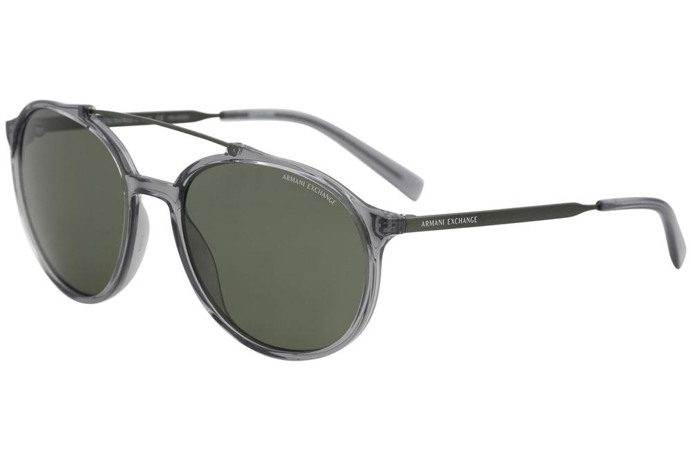 Armani Exchange Men's AX4069S AX/4069/S Fashion Pilot Sunglasses - Transparent Dark Grey/Green Polarized   82439A - Lens 57 Bridge 18 B 50.2 ED 61.7 Temple 140mm