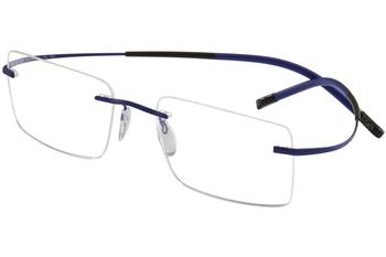 Silhouette Eyeglasses Titan Minimal Art Icon Chassis 7581 Rimless Optical Frame - Matte Blue   6076 - Bridge 19 Temple 140mm