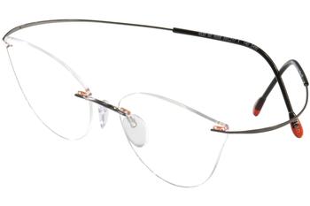 Silhouette Eyeglasses Titan Minimal Art Pulse Chassis 5490 Rimless Optical Frame - Coral Red/Grey   6058 - Bridge 19 Temple 160mm