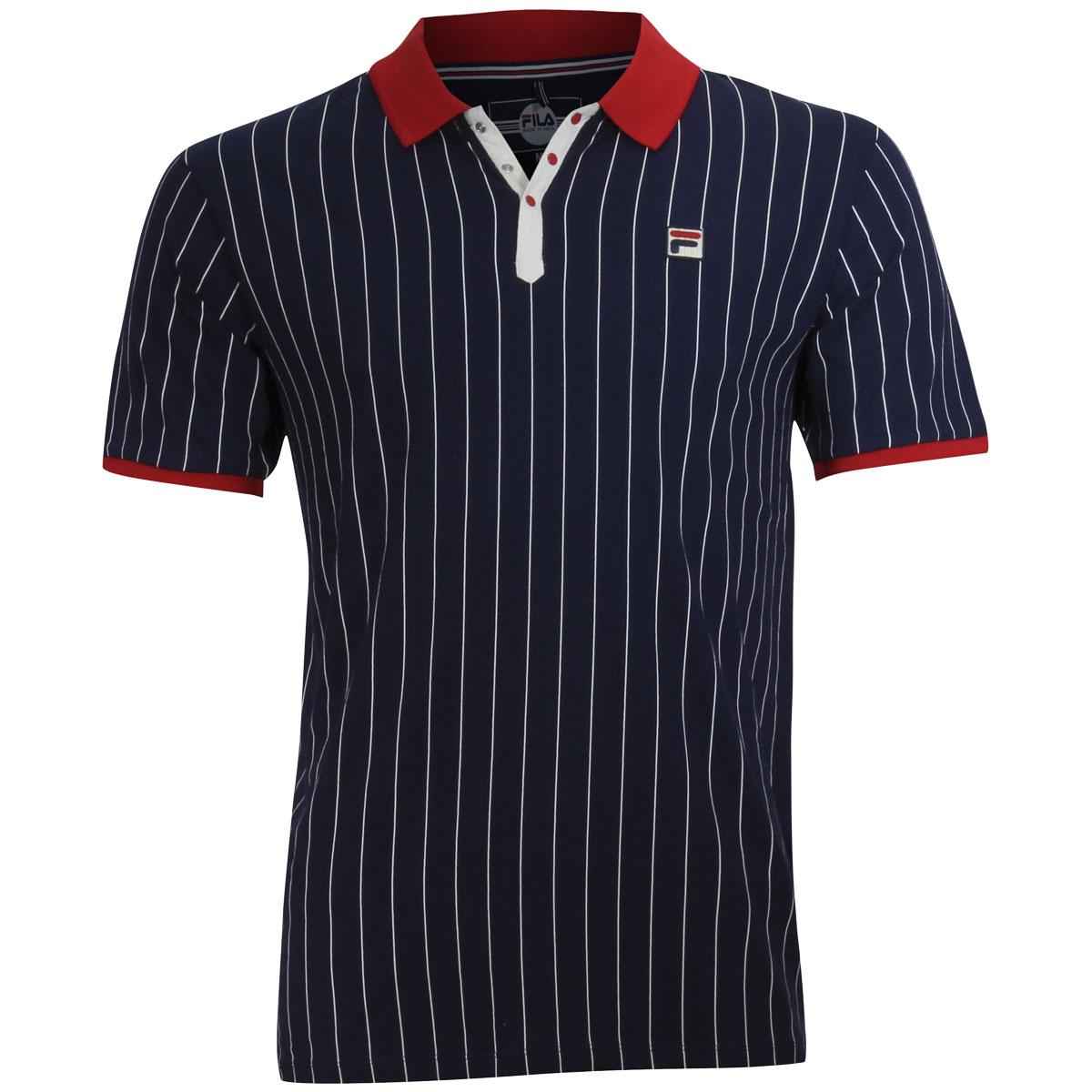 Fila Men's BB1 Short Sleeve Cotton Polo Shirt - Peacoat Blue/Chinese Red/Gardenia - X Large -  BB1 Polo