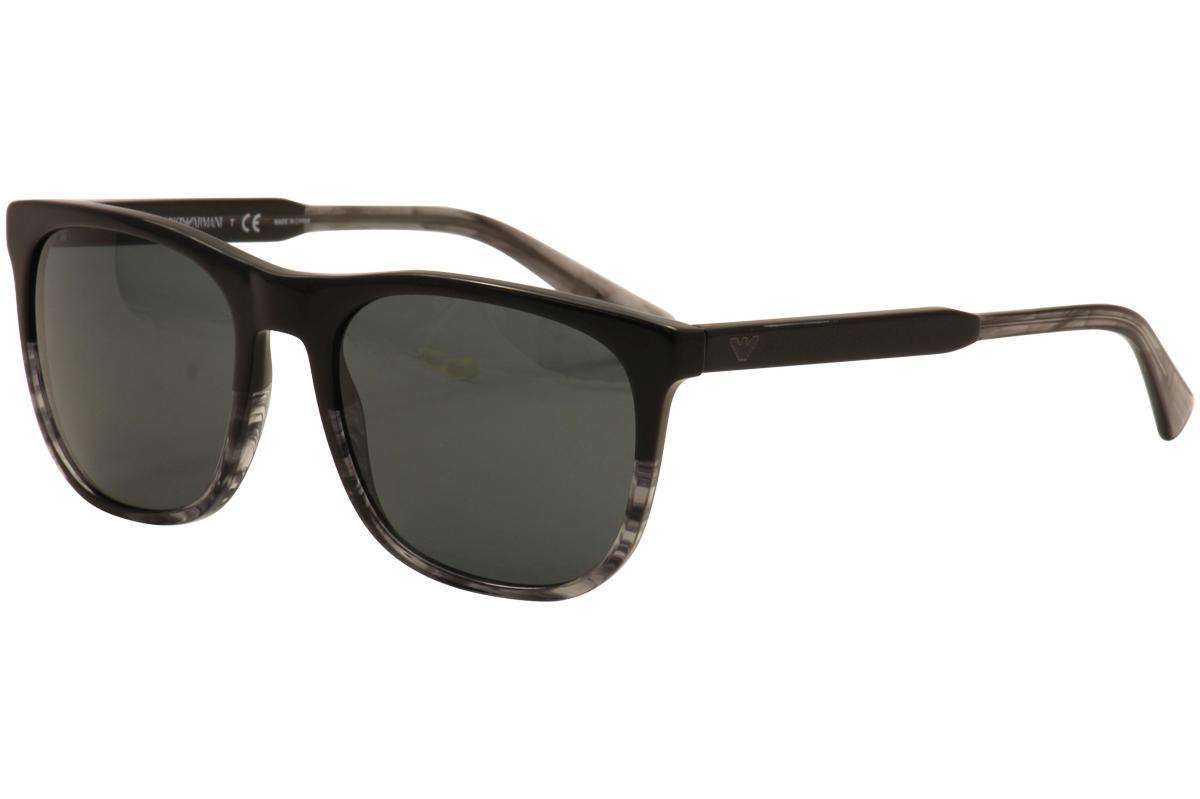 Emporio Armani Men's EA4099 EA/4099 Fashion Sunglasses - Black Grey Stripes/Grey   5566/87 - Lens 56 Bridge 19 Temple 145mm