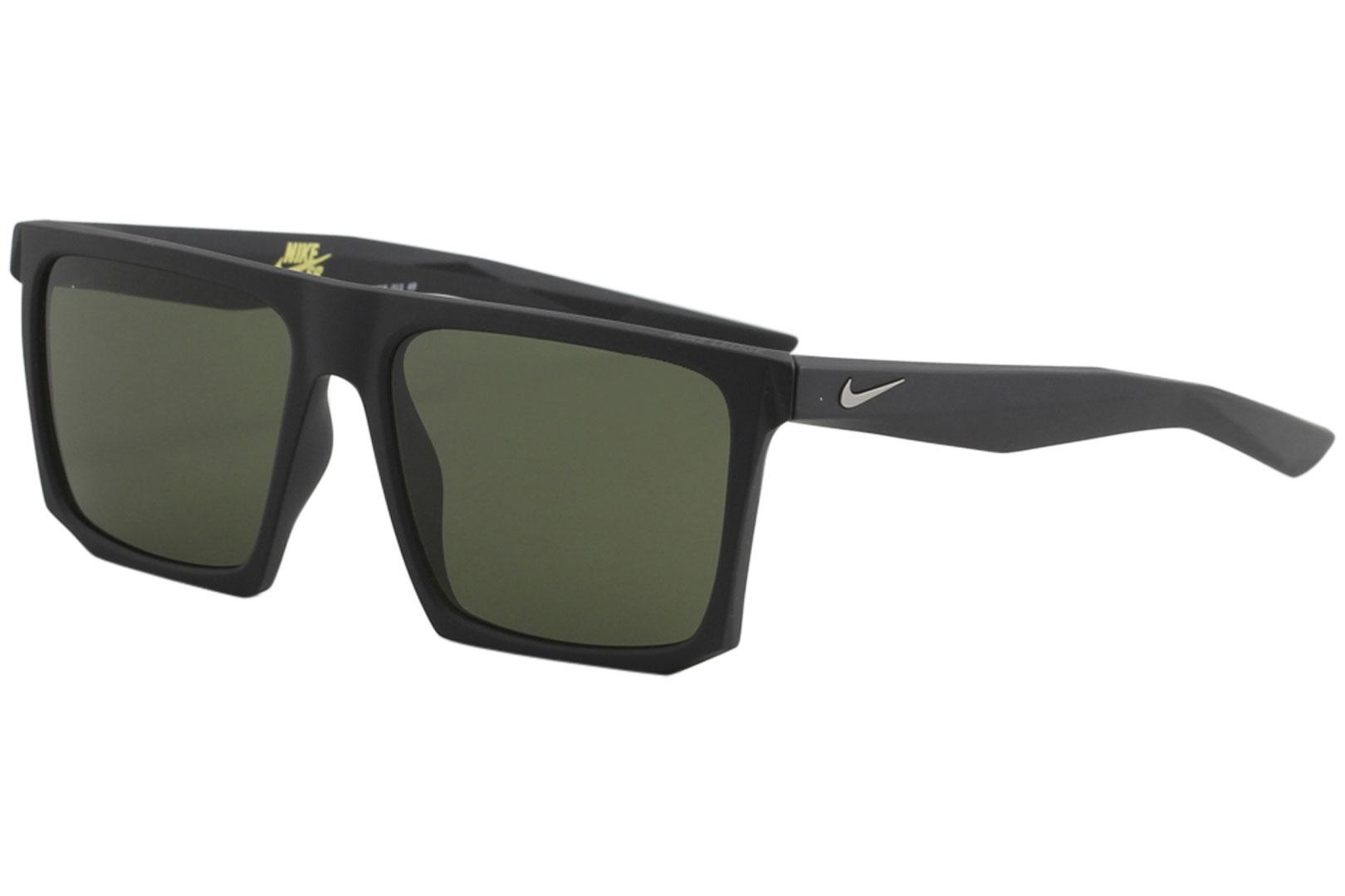 Nike SB Men's Ledge EV1058 EV/1058 Sport Square Sunglasses - Matte Black Gunmetal/Green   013 - Lens 56 Bridge 16 Temple 145mm