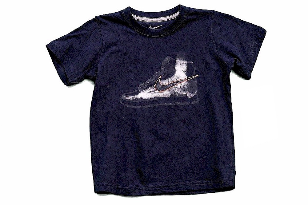 Nike Boy's Sneaker X Ray & Swoosh Logo Short Sleeve T Shirt - Blue - 4