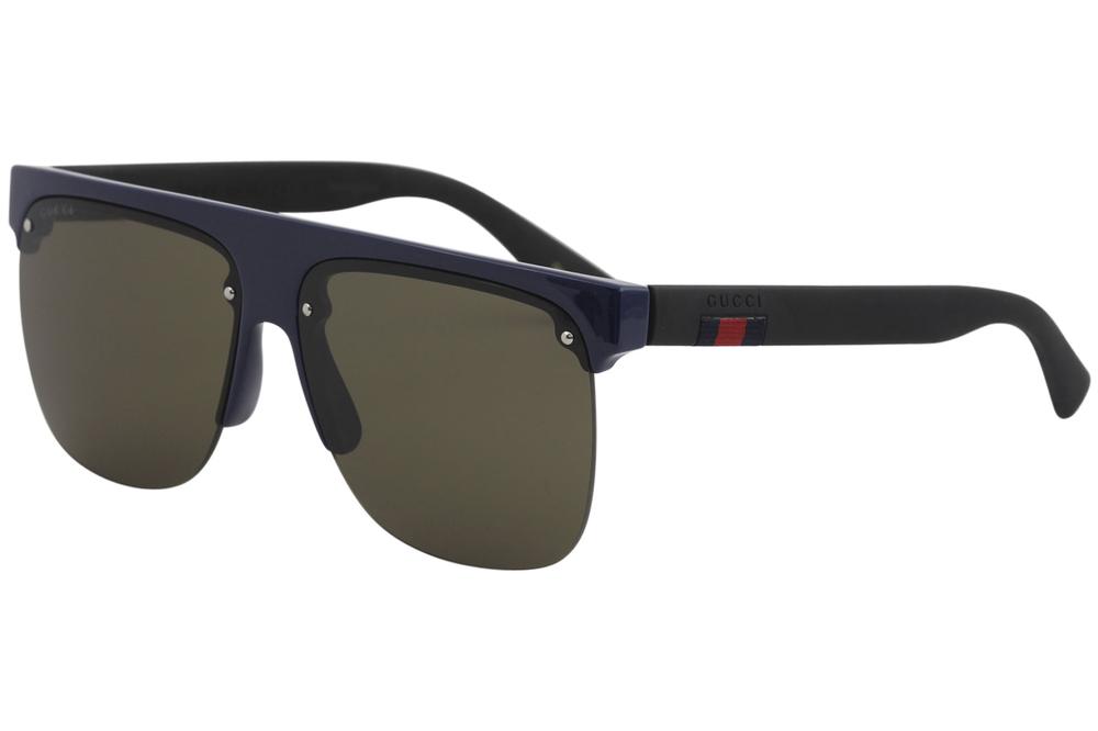 Gucci Men's GG0171S GG/0171/S Fashion Square Sunglasses - Blue Black/Brown   004 - Lens 60 Bridge 13 Temple 145mm